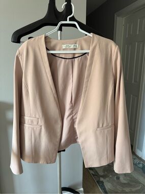 Dex Blush Pink Open-Front Collarless Blazer